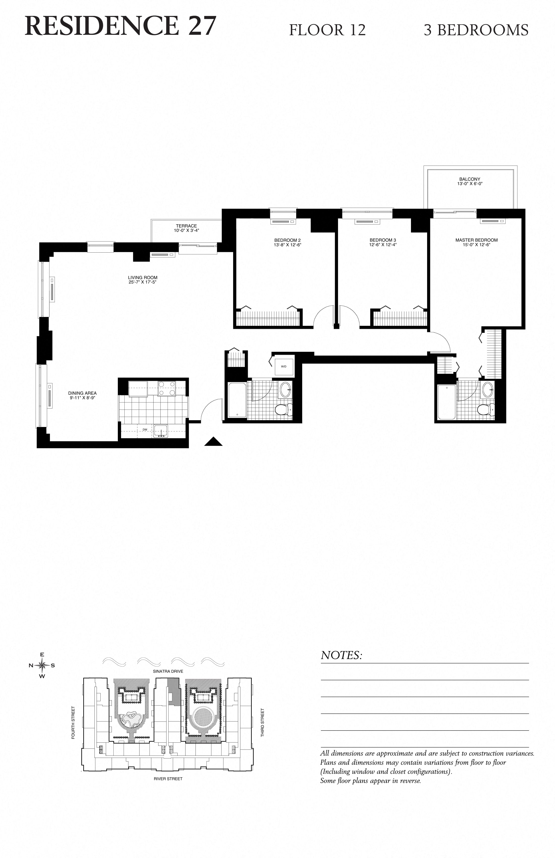 Floor plan for 3 beds, 2 baths, 1613 sqft